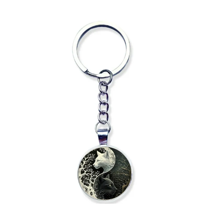 Tai Chi animal themed glass keychain decoration and keychain accessories decoration pendant