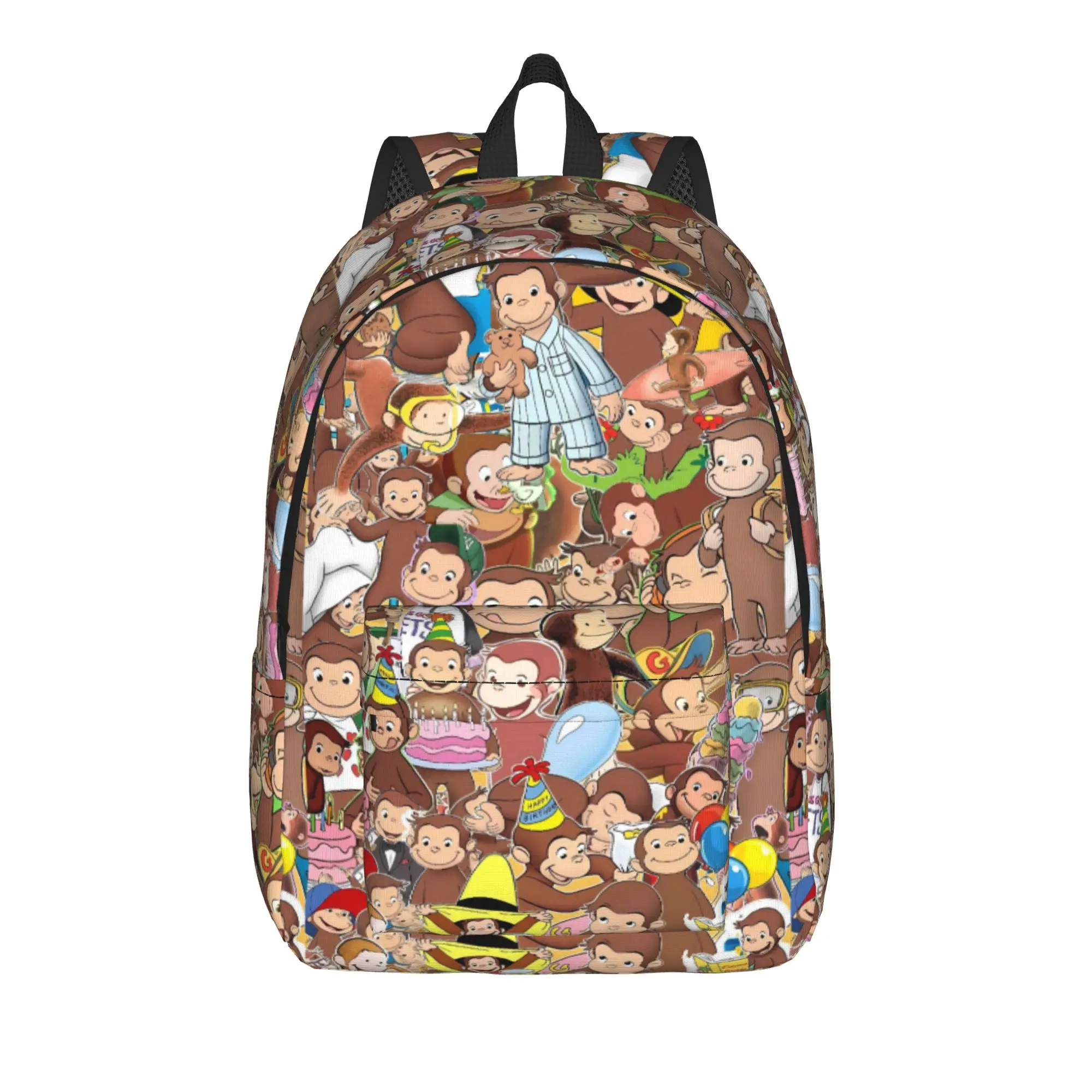 C-Curious George Backpack  Female Polyester Cycling Backpacks Print Casual School Bags Rucksack