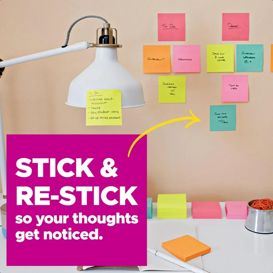 er Sticky Notes 3x3 в 18 блокнотах 2X The Sticking Power Energy Boost Collection Яркие цвета Перерабатываемые R33018SSAUCP