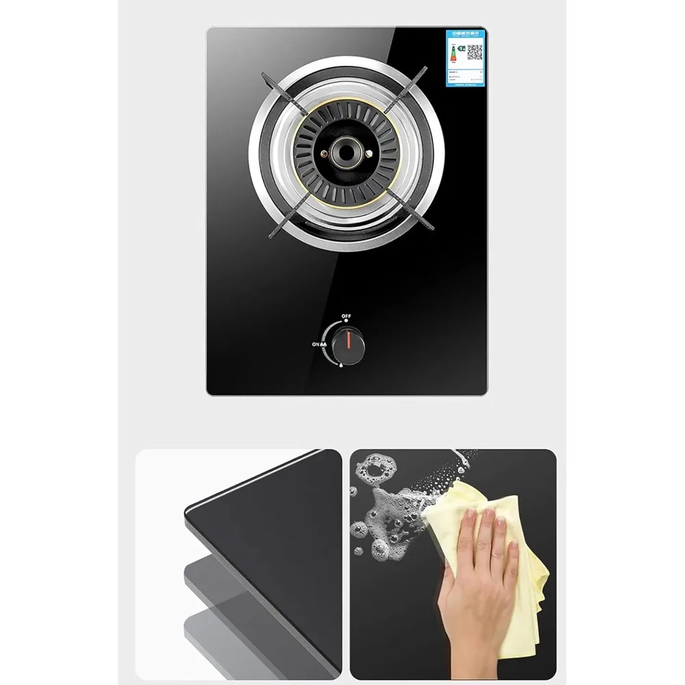 Gas cooktop Desktop Burners Hob Built-in Stove| Campervan |4.8KW Black Tempered Glass Cooktop For NG/LPG|Flame Failure Protectio