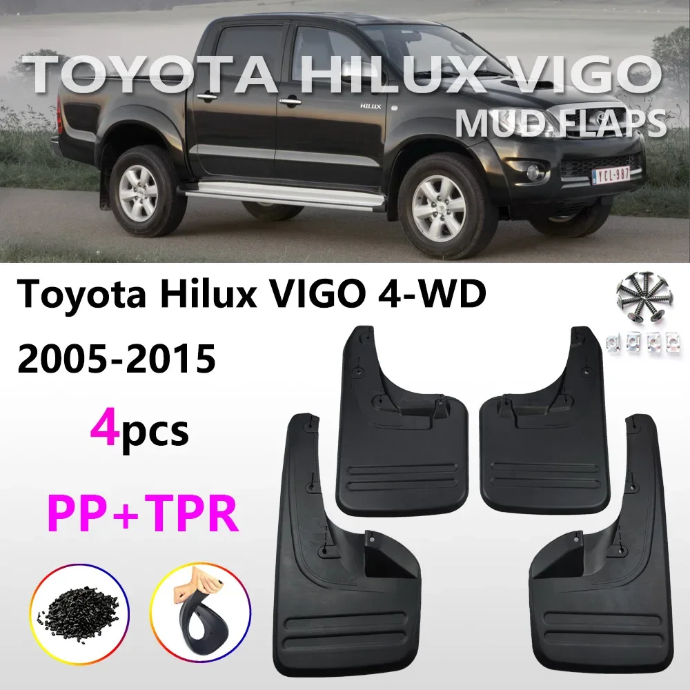 Mudflaps Fender for Toyota HILUX VIGO 4WD 2WD 2005-2015 Mud Flaps Splash Guards Front Rear Wheels Fender Car Accessories 4Pcs