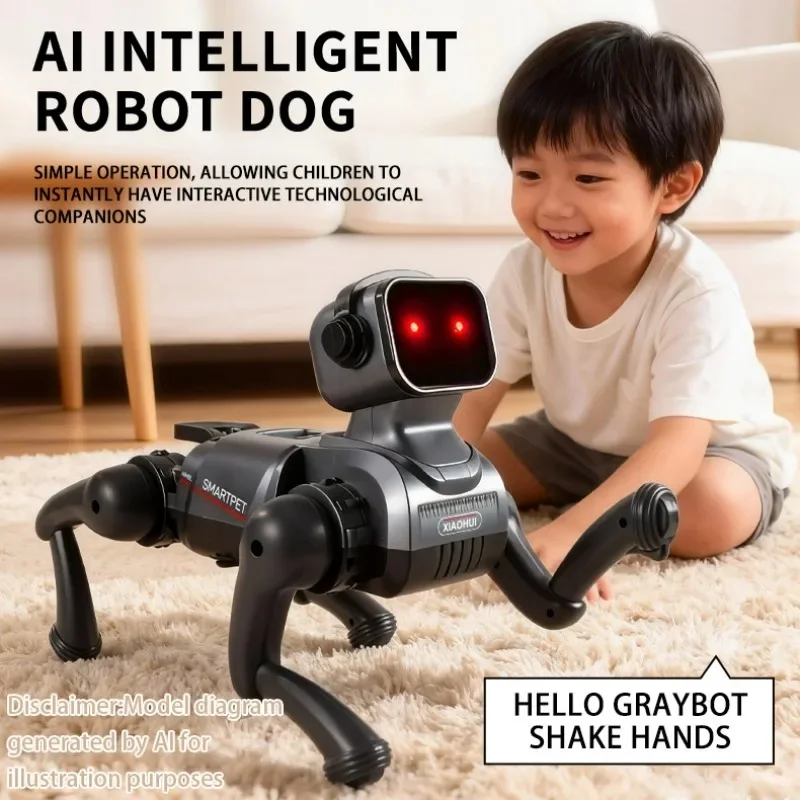 AI Intelligent RC Robot Dog Voice Recognition One-Spray Robotic Dog Electronic Pet Toys Remote Control Gifts
