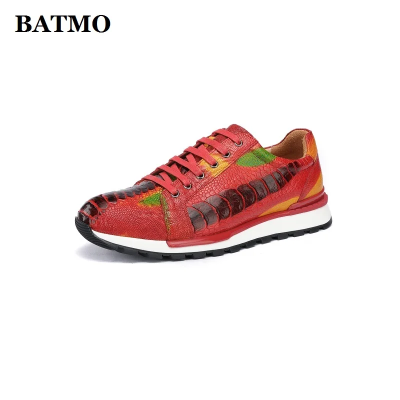 BATMO 2022 new arrival Fashion ostrich skin causal shoes men,male Genuine leather shoes  P-1