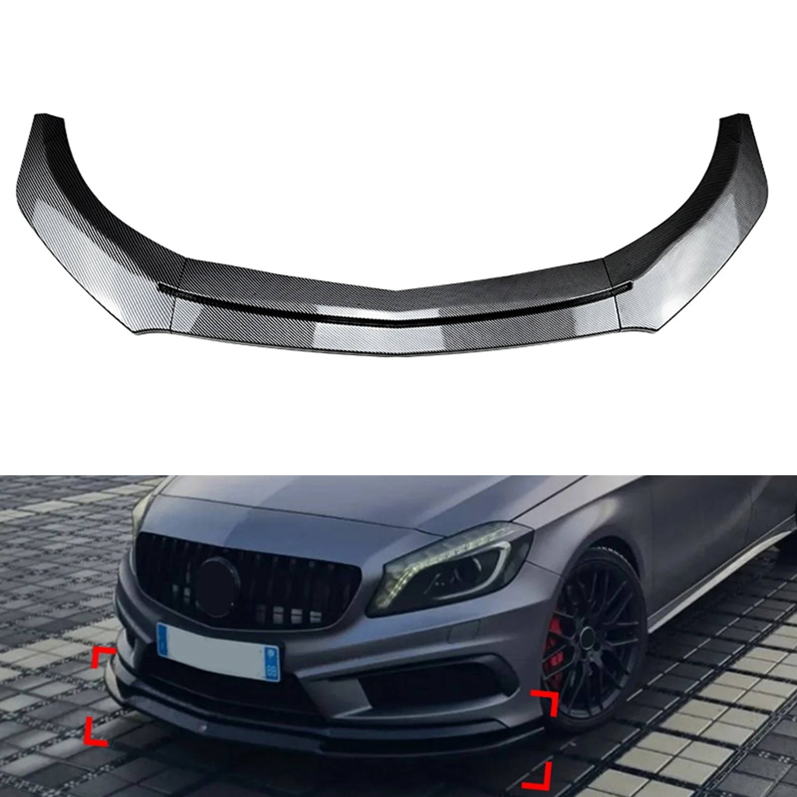 

For Mercedes-Benz A-Class W176 A200 A260 A45 AMG 2013-2018 Hatchback Only Front Bumper Spoiler Lip Lower Splitter Protector Kit