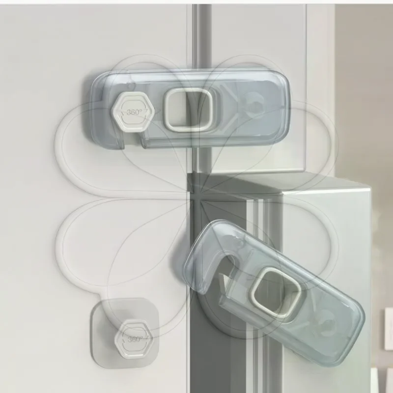 Fridge Door Lock Adhesive Child Safety Refrigerator Freezer Catch Lock for Toddlers No Drilling Home Cabinet Drawer Latch