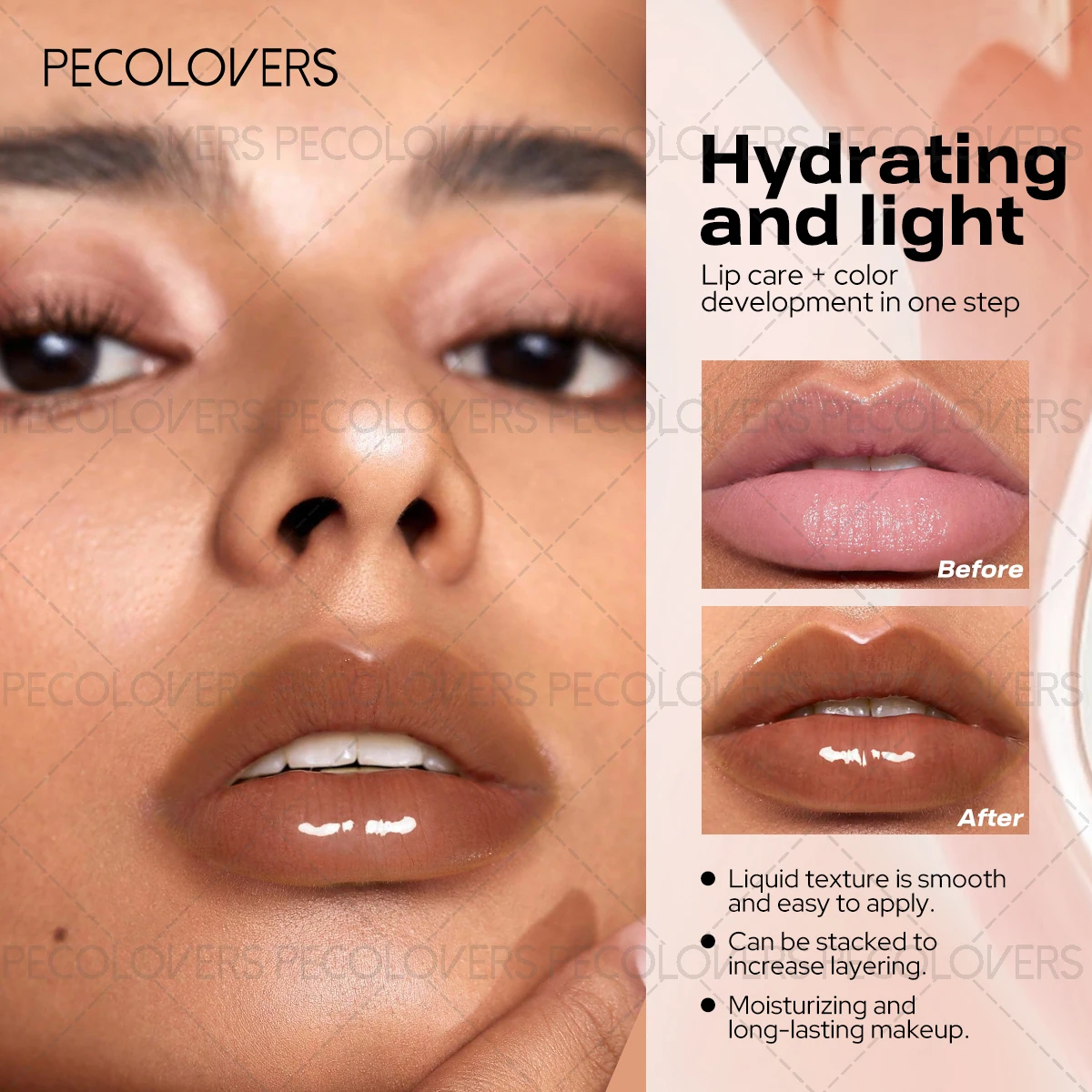 1PC Long-lasting Moisturizing Lip Gloss Lip Oil, Non-stick Cup, Ideal for Christmas, Halloween