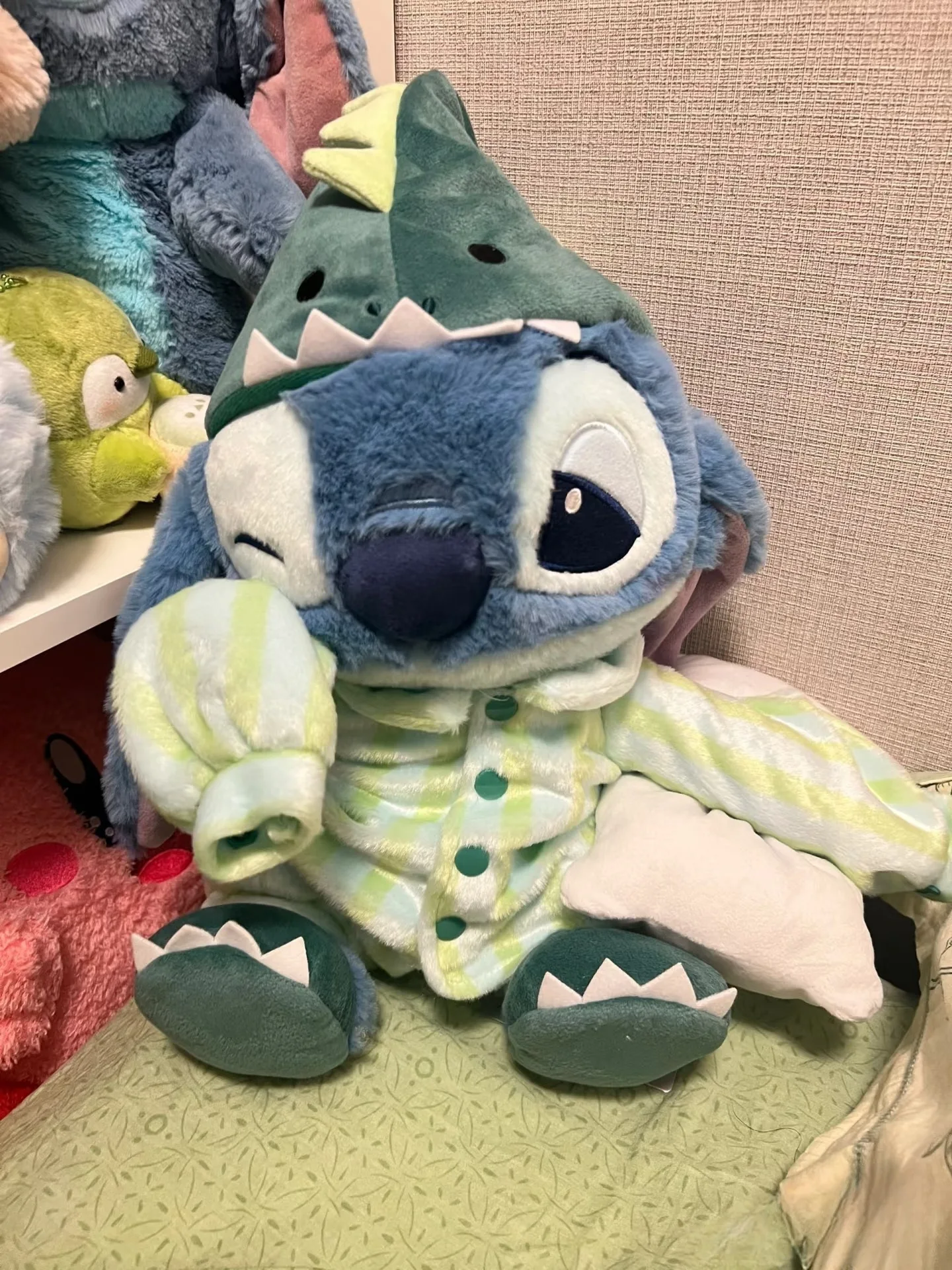 Disney Dinosaur‑Pajama‑Wearing Sleepy Stitch Plush Doll, Lilo & Stitch Stuffed Toy, Girl's Birthday Gift