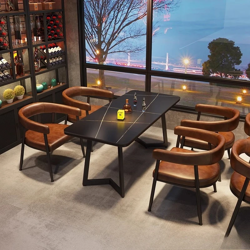 

Industrial style bistro bar booth sofa bar coffee shop music dining bar dining table and chair combination