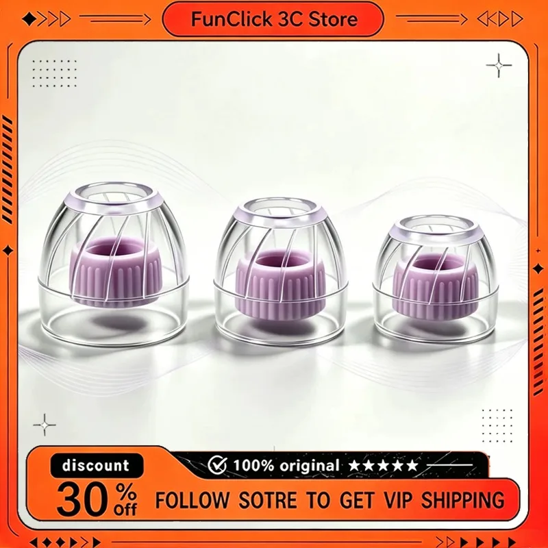 JUMPER EAR Cyclone Silicone Ear Tips Clear Liquid Soft Comfort 3 Sizes Noise Isolating Replacement Eartips for In Ear Headphones