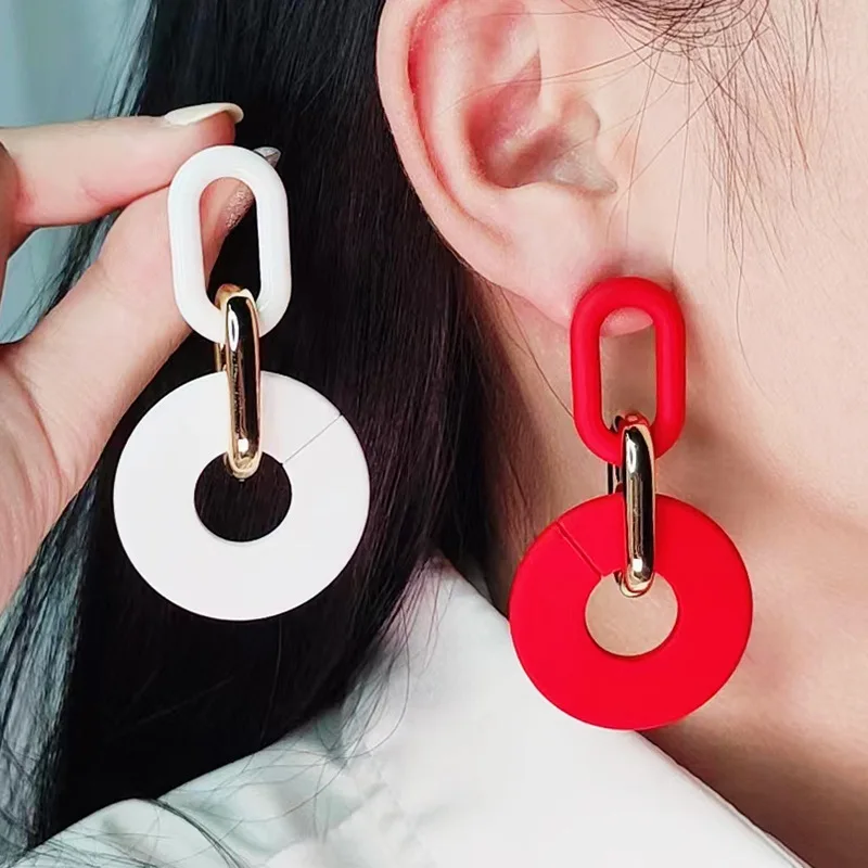 New Rectangular Hollowed Out Acrylic Earrings Popular Retro Personalized Fashion Bohemian Earrings Decoration Gift