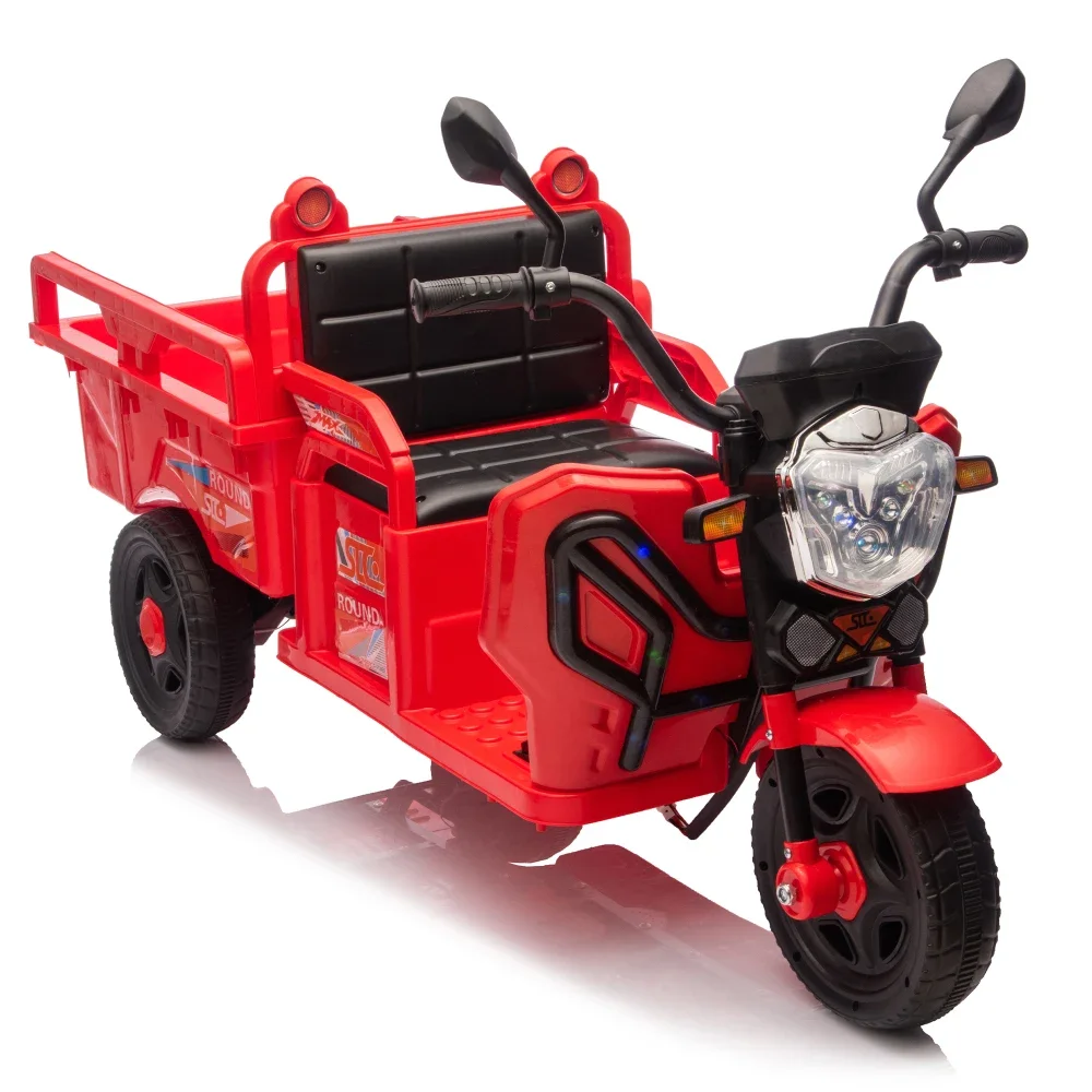 12V Kids Electric 3-Wheel Cargo Truck, 2WD Ride On Trike with LED Lights, Music, Large Storage, Long Battery Life, for Ages 3-6