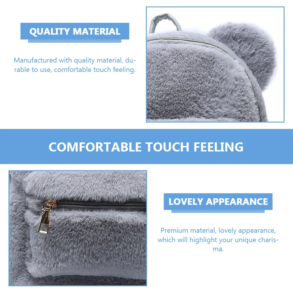 

Bear Ear Backpack Creative Winter Storage Bag Large Capacity Girls School Travel Casual Shoulder Lightweight Backpack