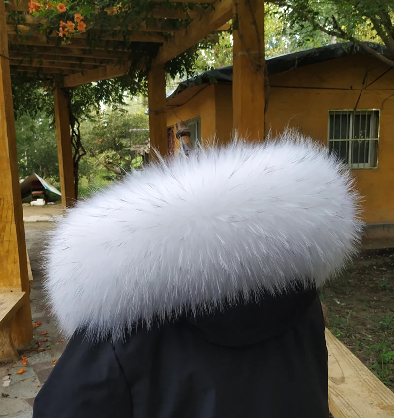 Winter New Raccoon Fur Collar For Women Coat Hood Decor Shawl Natural Fox Fur Scraves Detachable Опушка На Капюшон