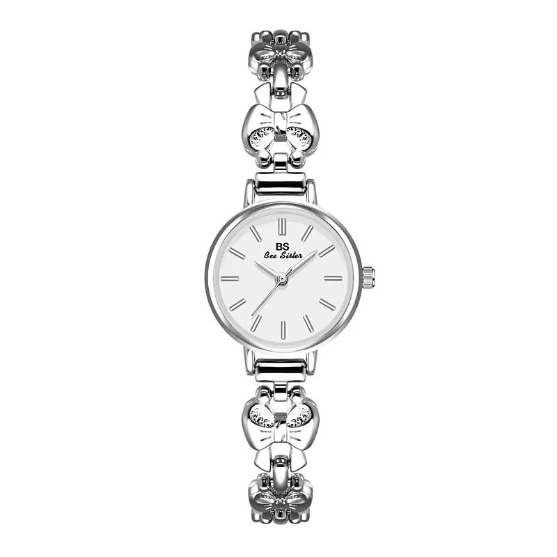 ساعات ريترو فاخرة للسيدات، أشرطة أنيقة على شكل فيونكة، ساعة فضية بسيطة، أفضل هدية لساعات المعصم الكوارتز المقاومة للماء لصديقتك