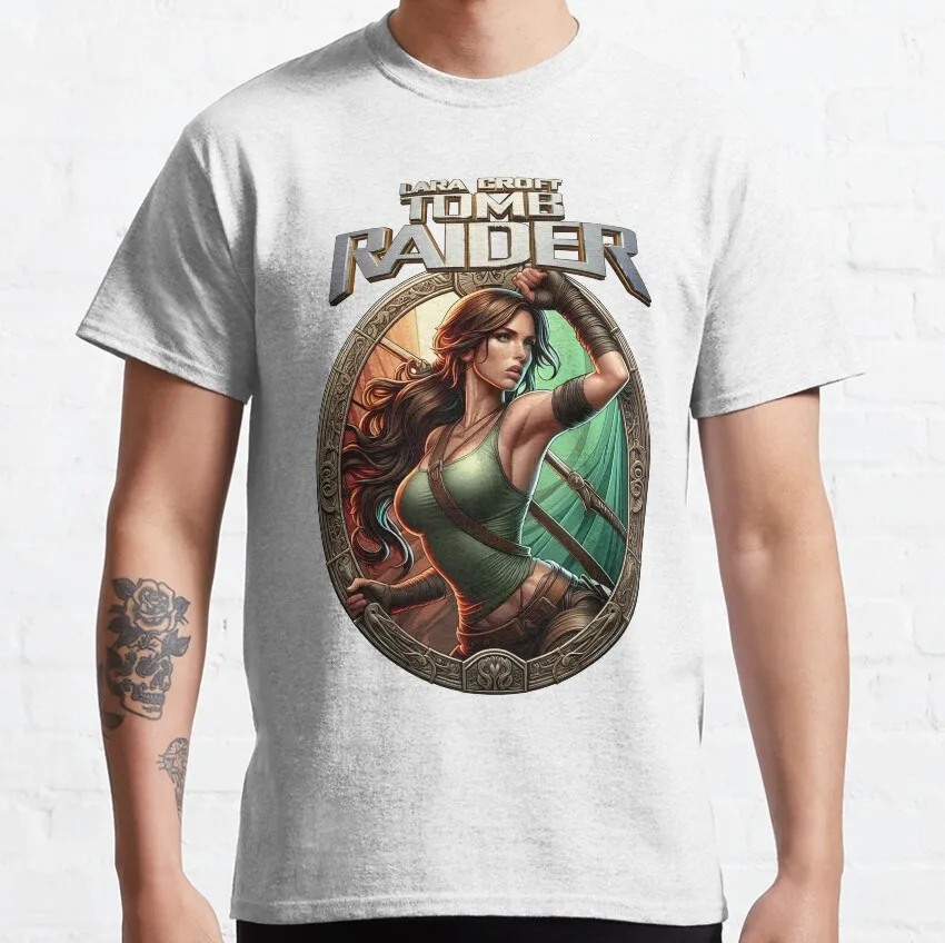 Adventures of Lara Croft Tomb Raider Bootleg 90s retro video games 100% cotton printed clothing plus size men's T-Shirt for men