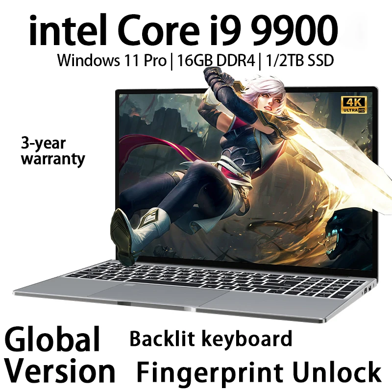 2026 Nieuwe laptop 15,6 inch Windows 11 Intel Core i9 9900 16GB RAM 1TB/2TB SSD vingerafdruksensor Studie Kantoor PC Gaming Laptops - afbeelding 2