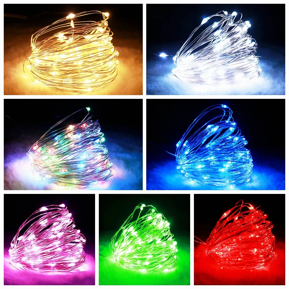 Led Strings Garland Fairy Lights Copper Wire 1M 2M 5M10M Battery Lighting Garland for Christmas Bedroom Wedding Party Decoration