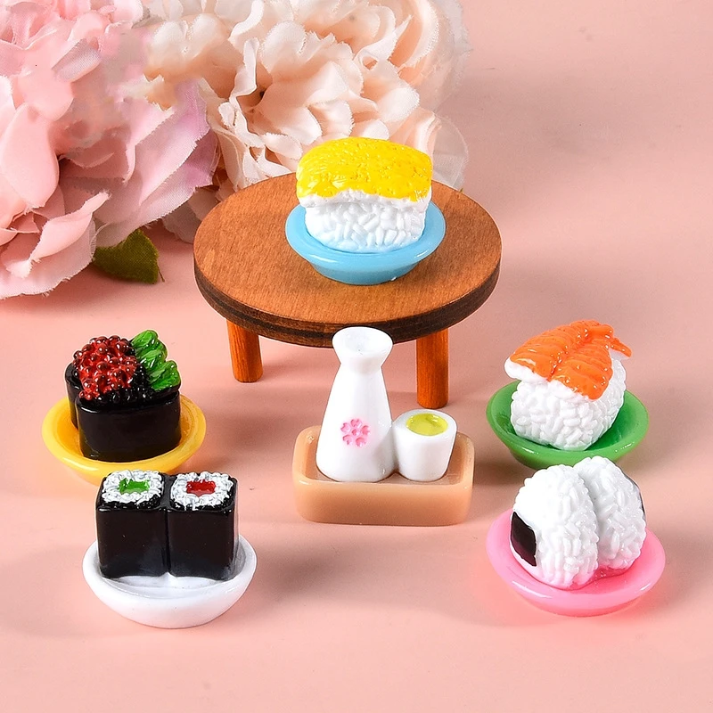 20pcs Resin Fake Food Decoration Accessory 3D Simulated Japanese Sushi Resin Embellishments for DIY New Year Scrapbooking Crafts