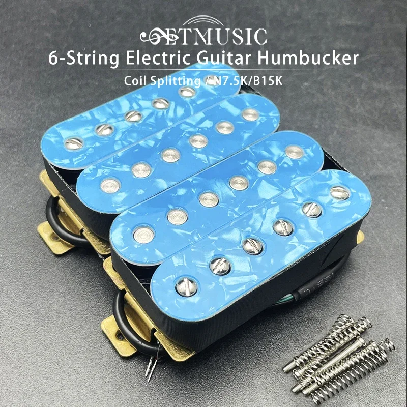 

Blue Pearl Electric Guitar Humbucker Adjustable Screw Dual Coil for 6 String Guitar Coil Spliting Pickup N7.5K/B15K Output