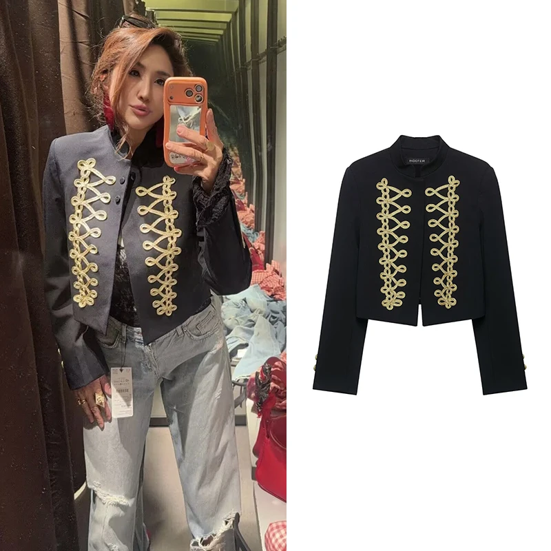 Jackets Autumn Women's 2026 New Fashion Retro Slim Short Napoleon Style Women's Jackets Fall Chic Street Youth Coats Blouse