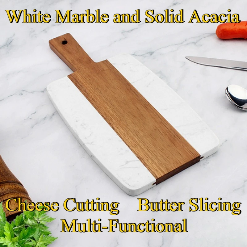 

Defrosting Trays Marble Acacia Wood Combination Board Multi-Functional Cheese Charcuterie Butter Slicing Entertaining​ Thawing