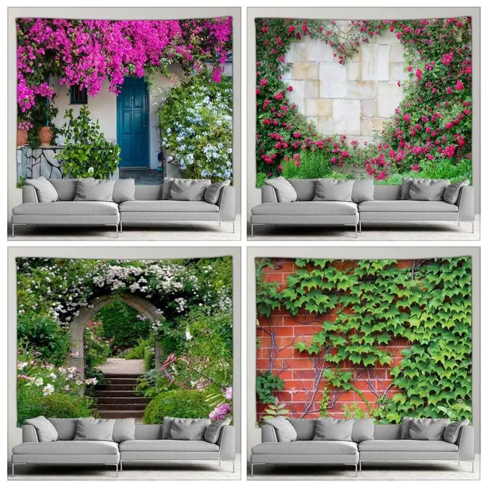 

Landscape Tapestry Street Plants Flowers Scenery Living Room Bedroom Tapestries Hippie Garden Background Wall Tablecloths Decor