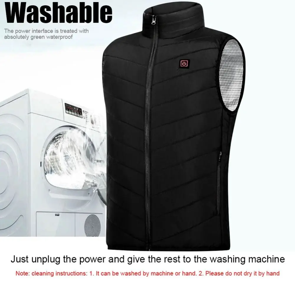 New S-4XL Intelligent Heated Vest Oversized 9 Areas Zone Electric Heated Vest Thermal USB Sports Jacket Winter