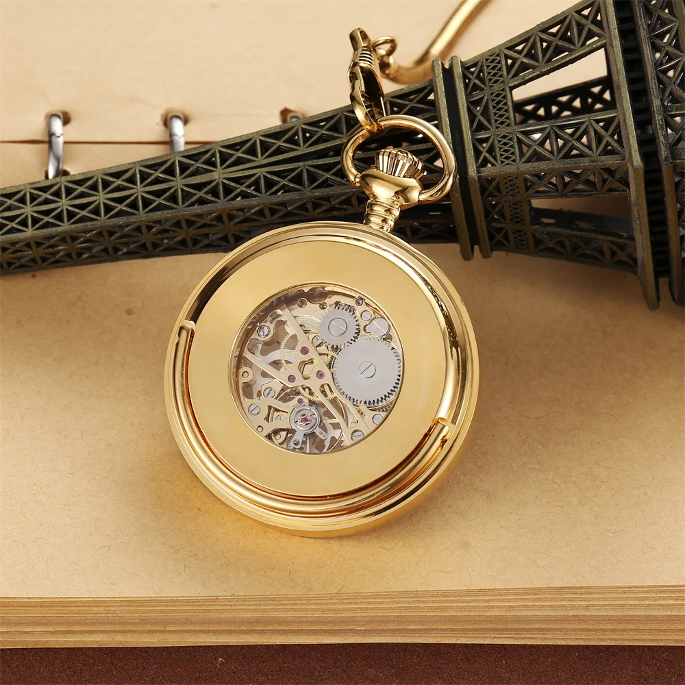 New retro classic pocket watch hollowed out luminous no flip cover pendant waist chain semi-automatic mechanical pocket watch