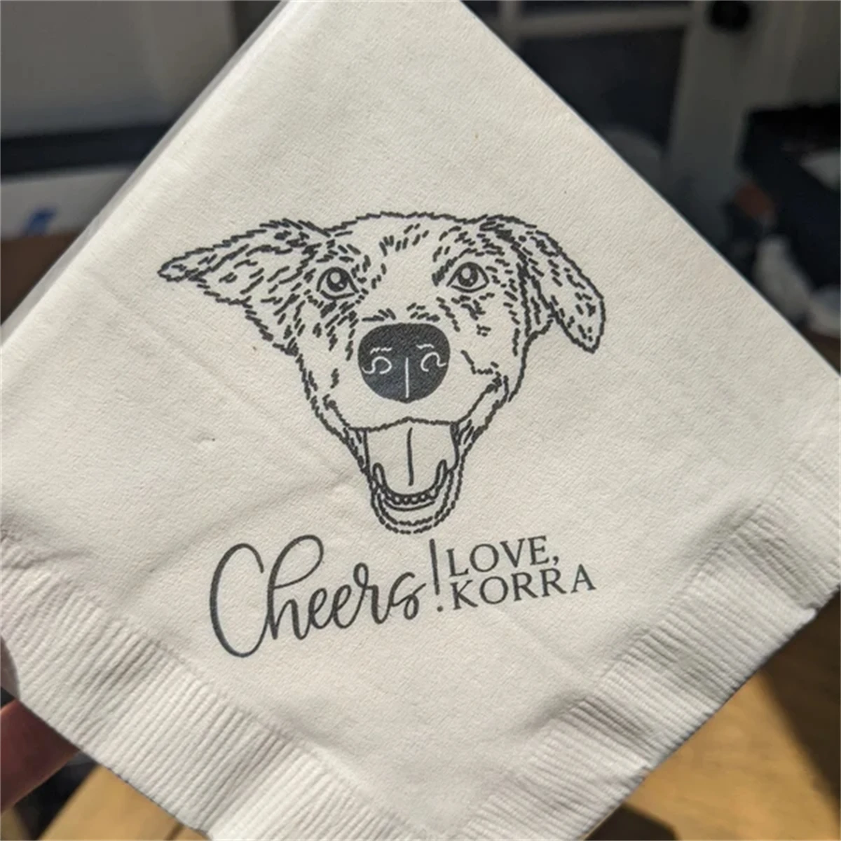 Dog Illustration Wedding Cocktail Napkins, Custom Pet Portrait, Napkins For Wedding, Dog Lover Wedding, Pet Sketch Napkins，50Pcs