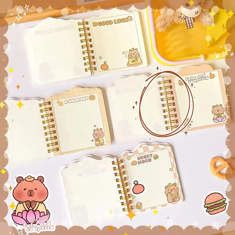 Mini bloc-notes portable Kawaii Capybara, accessoires de bureau, fournitures scolaires, petit bloc-notes, journal intime 03 Notes