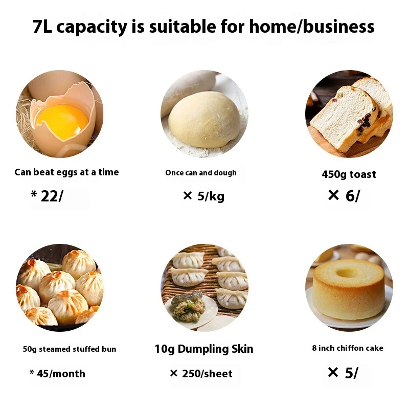 Large Capacity 7-Liter Automatic Electric Egg Beater Chef Machine Bowl-Lift Design USB Commercial Baking Cream Whipping