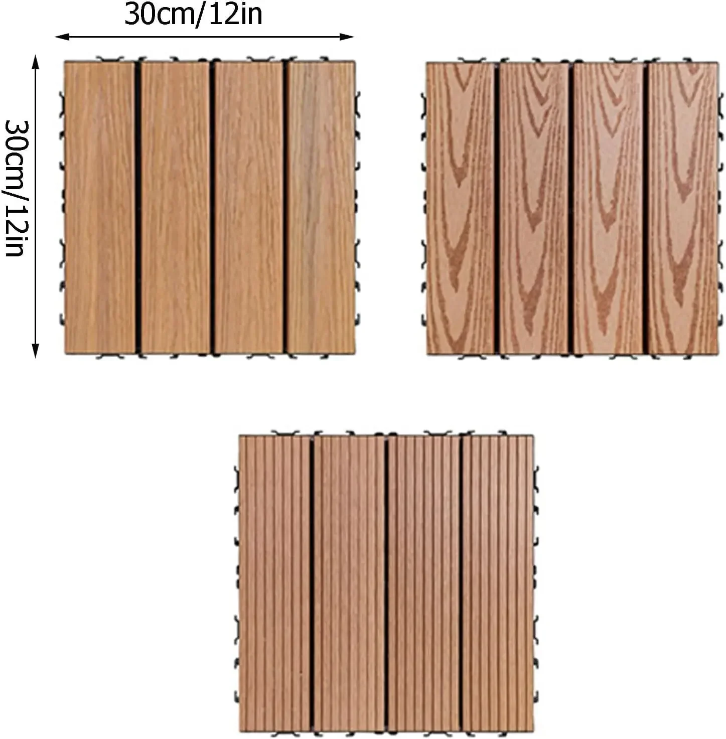 Patio Decking Outdoor Composite Plastic Wood Flooring, Square Interlocking Floor Tiles, DIY Plastic Wood Garden Flooring(Light B