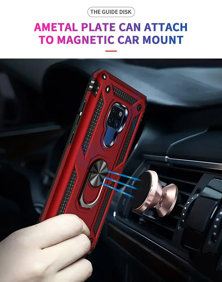 Phone Case For Huawei Mate 20 X 30 Pro Lite Luxury Car Armor Shockproof Finger Ring Holder Magnet Anti-Fall Kickstand Case Cover