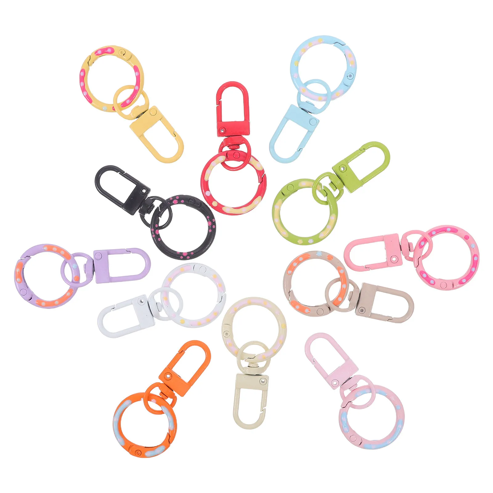 

12pcs Donut Design Swivel Snap Hooks Colorful Kawaii Keychain Clasps Diy Craft Findings For Backpack Lanyard Phone Charm -