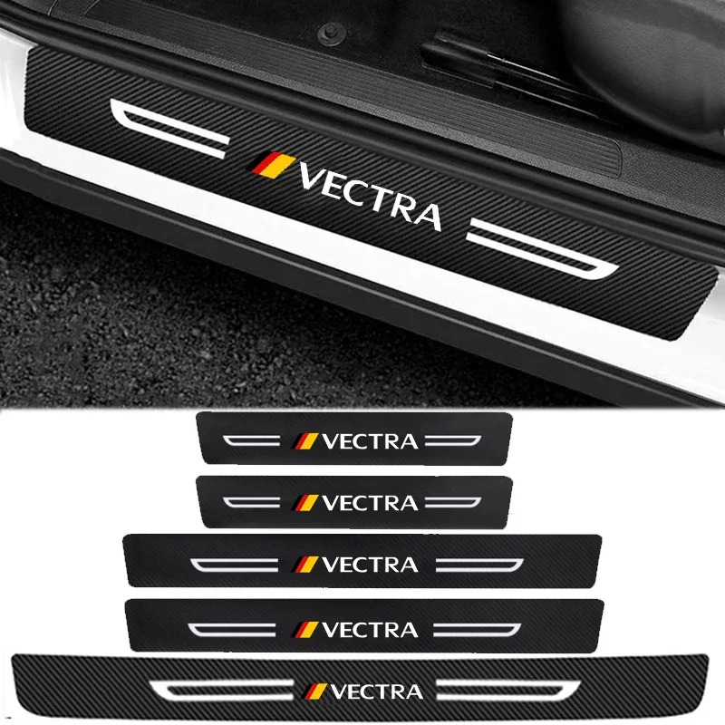 Carbon Fiber Car Door Sill Decals for Opel Vectra Rear Trunk Bumper Waterproof Protect Tape Anti Dirty Durable Stickers Interior