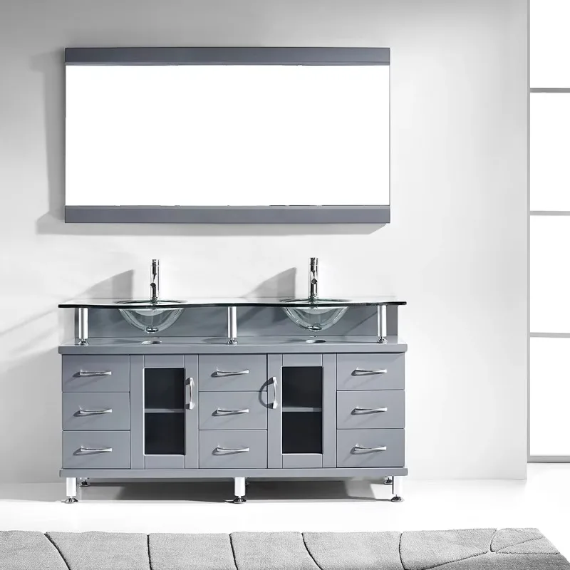 

Glossy glass freestanding bathroom furniture bathroom vanity cabinet with sink