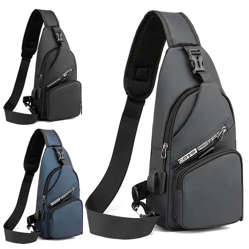 Men's One Shoulder Crossbody Bag New Crossbody USB Rechargeable Backpack Waterproof Travel Small Backpack