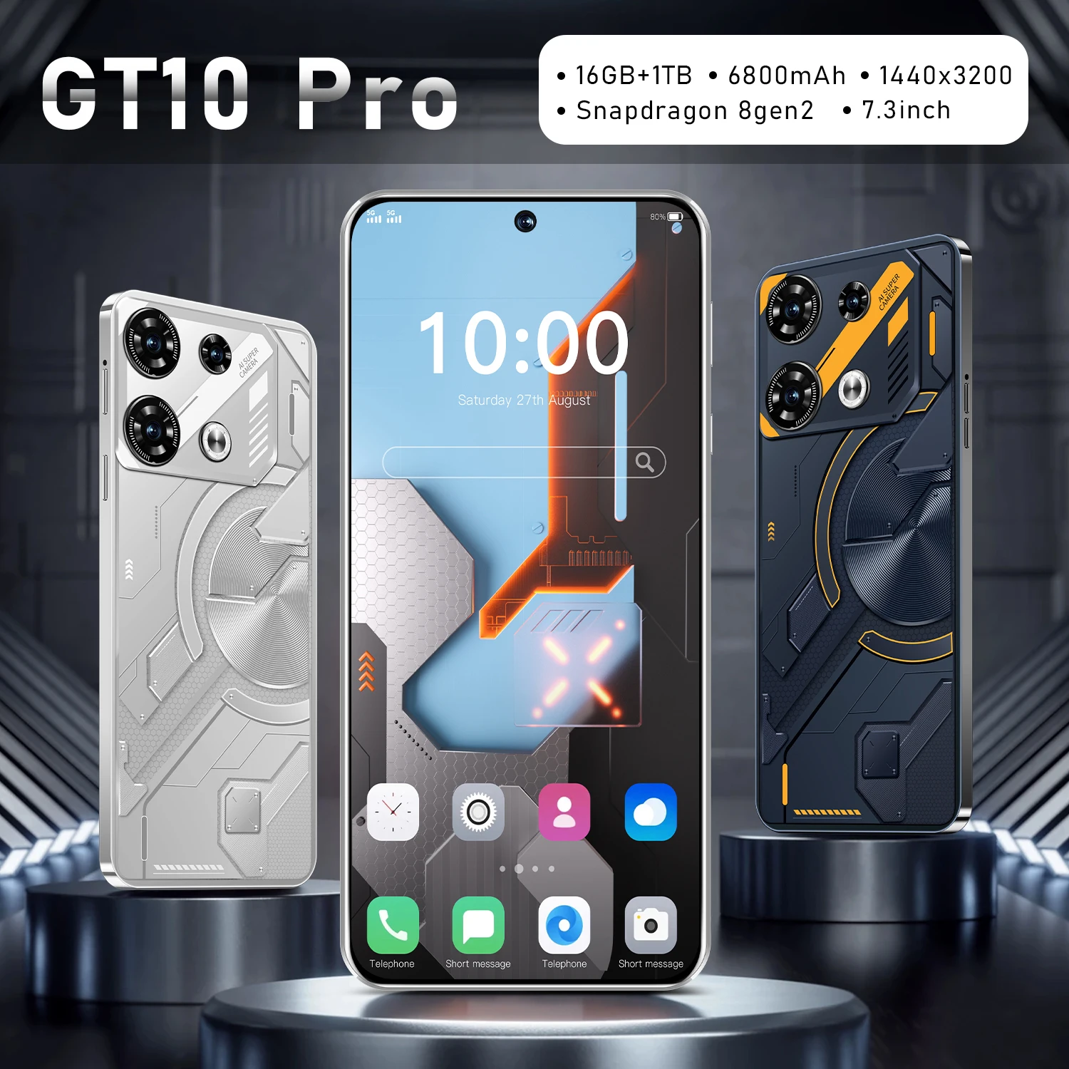

Global Edition GT10 Pro NEW 2025 original intelligent 5G dual card dual standby Android 13 system global version 6800mAh battery