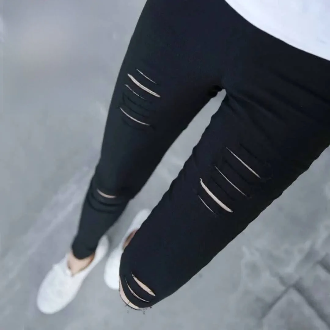 Women's Skinny Leggings 2026 Spring Summer Hollow out Nine Points Thin Style Black Versatile Tight Fit Base Layer Pants