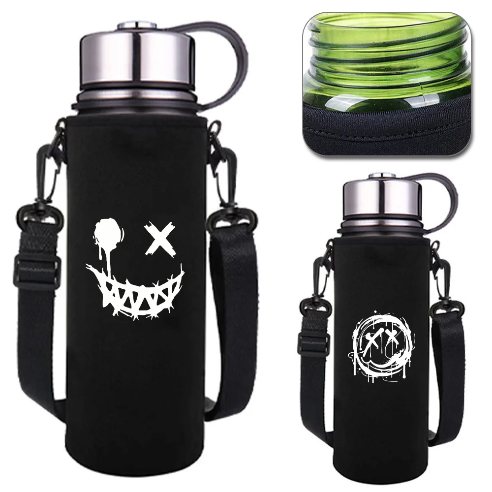 

Изолированная сумка-чехол для бутылки с водой 550-1500 мл с регулируемым ремнем, узором «Улыбка», для уличных путешествий и активного отдыха