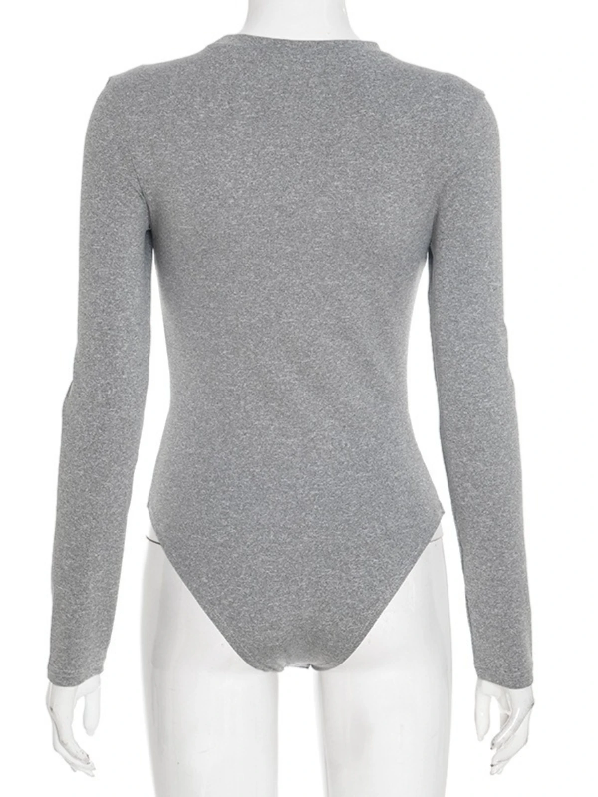 SsTss بدلة للجسم بأكمام طويلة للنساء بلون سادة ورقبة مستديرة نحيفة تي شيرت علوي غير رسمي غمد الشارع مفتوح المنشعب