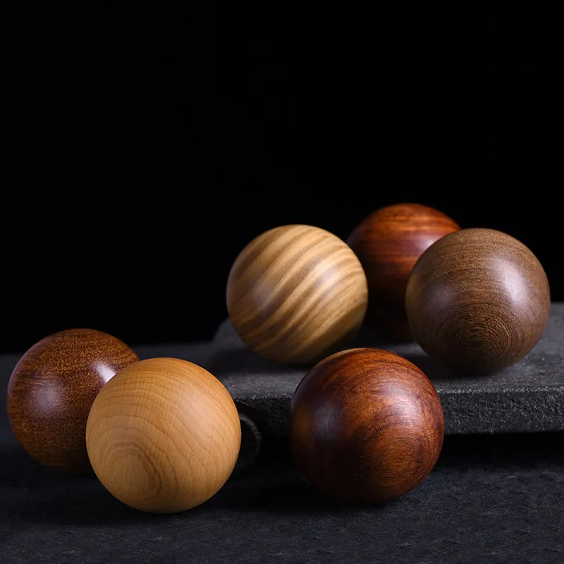 Chinese Style Lucky Solid Wood Hand Massage Balls 5cm Health Care Baoding Balls Good Fortune Blessing Stress Relief Gift For Eld