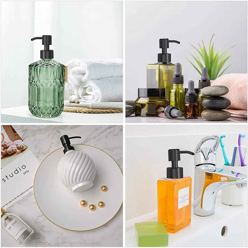 Reemplazo de bomba dispensadora de jabón líquido de acero inoxidable, 6 uds., con rosca para boquilla y tubo de tamaño de cuello estándar 28/400