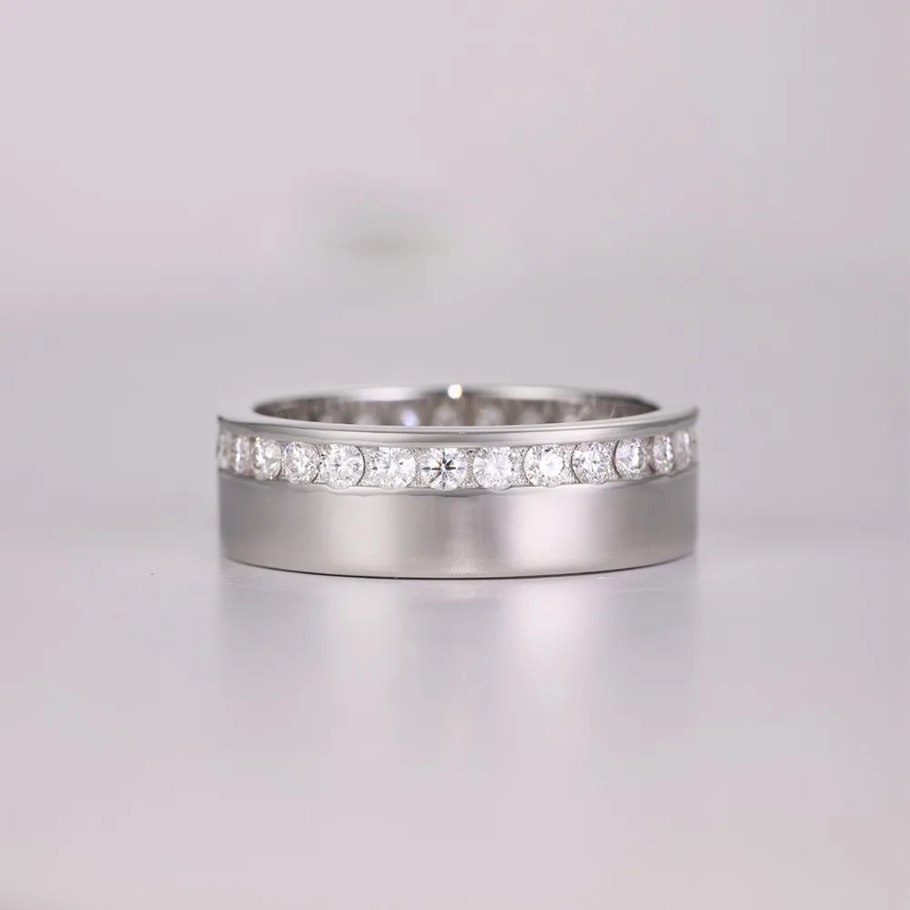 S925 Silver D Color Moissanite Eternity Ring Women Fine Jewelry Plated White Gold Diamond Engagement Wedding Band Pass Tester