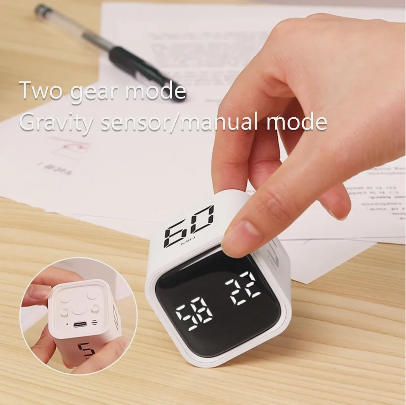 Productivity Cube Timer LED Screen Gravity Flip Design Dual Mode Preset Countdown Timer For Kitchen Oven Cooking