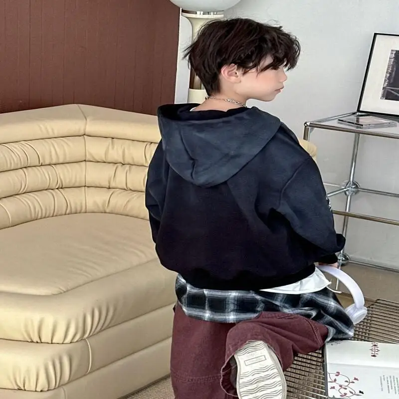 الصبي هوديي النسخة الكورية البلوز نمط جديد الطالب الأمريكي أزياء الشارع الشهير العلامة التجارية الخريف والشتاء قمم ملابس الأطفال #4