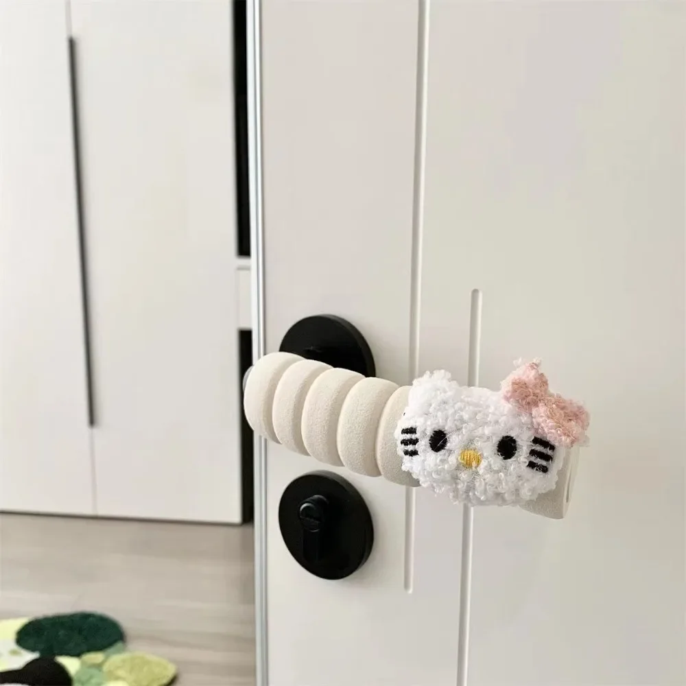 Kawaii Sanrios Hello Kitty My Melody Anime Handle Gloves Cartoon Plush Doll Cute Y2k Girl Home Room Handle Protector Cover Decor