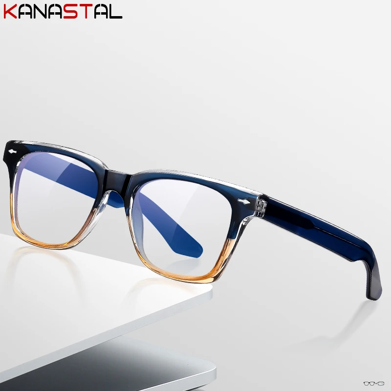 Men Prescription Reading Glasses Optical Lenses Myopia Eyewear Women Blue Light Blocking Acetate Fibre Square Eyeglasses Frame