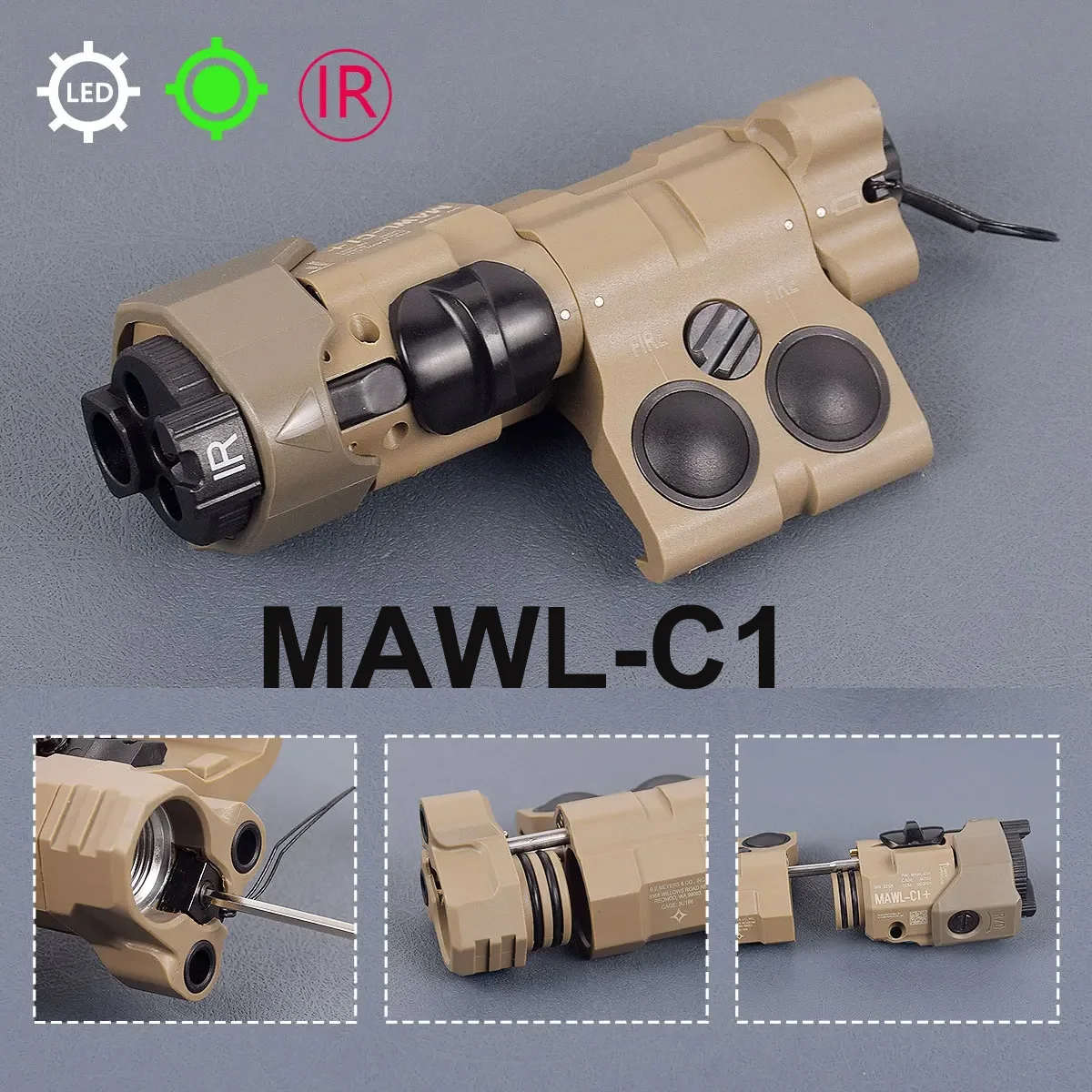 

MAWL-C1 Upgraded Milsim Airsoft Nylon Version For Tactical Airsoft IR / Visible Aiming Laser With EC2 Weapon Lights Hunting