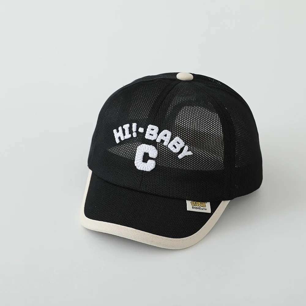 

Simple Korean Baby Baseball Cap Letter C Embroidered Children Peaked Hat Summer Mesh Sports Visot Cap 1-6y